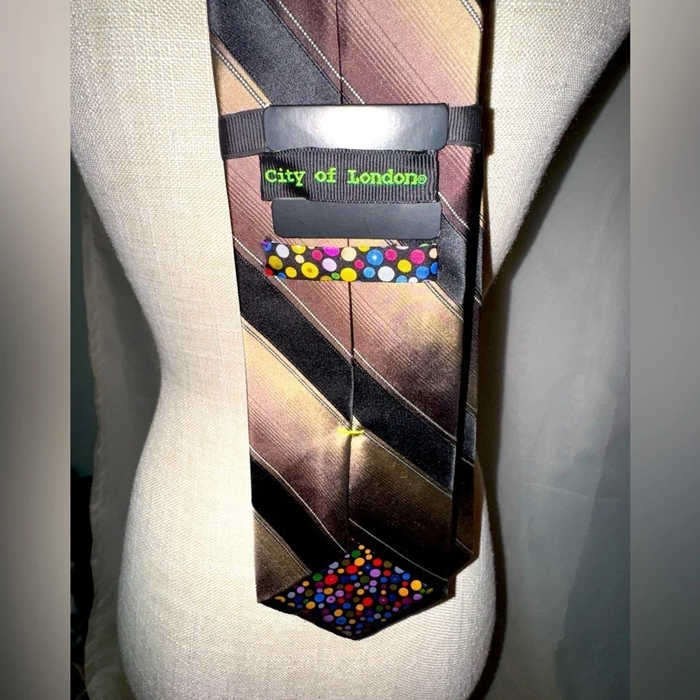 City of London Striped Brown and Black Tie. NWT.